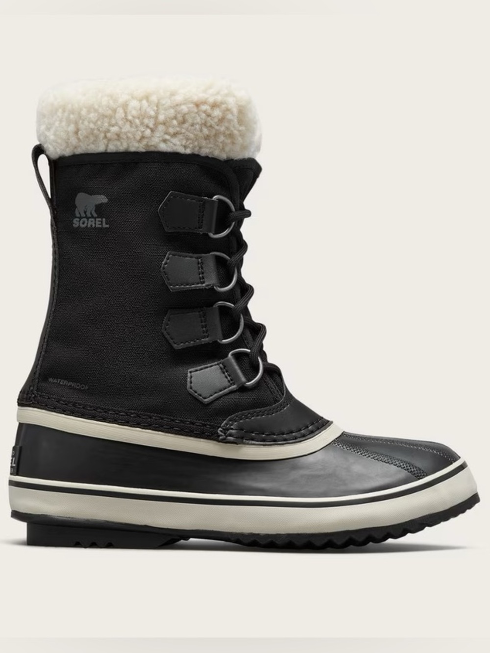 Sorel Winter Carnival Black Stone Boots Waterproof Fleece Lined Duck Snow Size 8